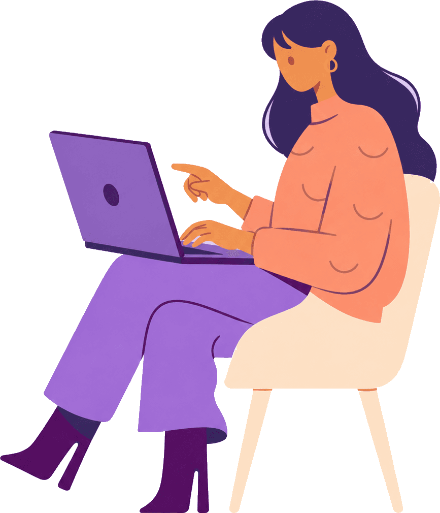 Ilustración de una persona en sesión por videollamada